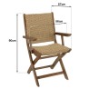 VICTOIRE Set of 2 Folding Armchairs - Oiled Acacia & Synthetic Rattan