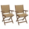 Lot de 2 fauteuils pliants VICK- Acacia huilé et rotin synthétique