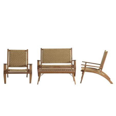 VICK 4-Seater Garden Furniture Set - Acacia & Rattan