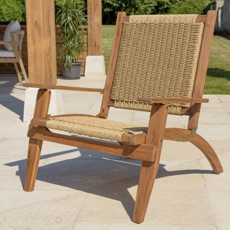 VICK 4-Seater Garden Furniture Set - Acacia & Rattan
