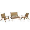 VICK 4-Seater Garden Furniture Set - Acacia & Rattan