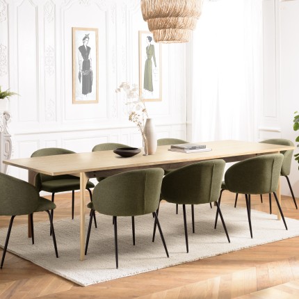 MAXENCE - Extendable Dining Table 240/292cm Natural Solid Oak Legs