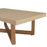 DAK - Table basse rect. 120x70cm en béton beige pieds croisés en teck
