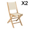 HARRIS - Set of 2 beige textilene folding chairs