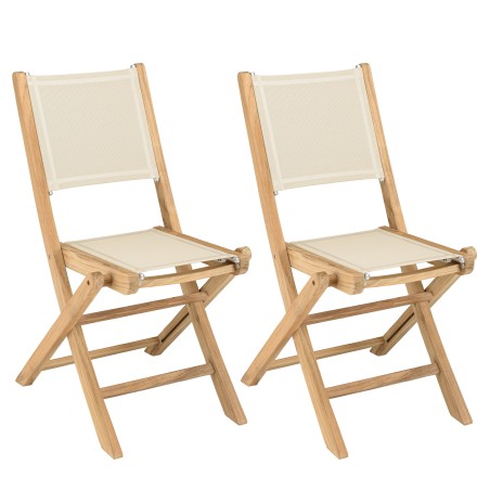 HARRIS - Set of 2 beige textilene folding chairs