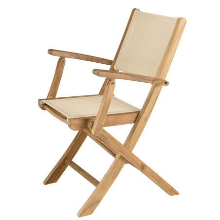 HARRIS - Lot de 2 fauteuils pliants textilène couleur beige