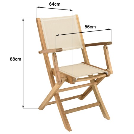 HARRIS - Set of 2 beige textilene folding armchairs