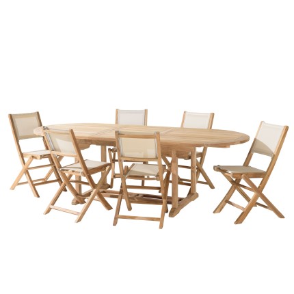 HARRIS - Lot No. 155 Teak and textilene garden furniture for 8/10 people