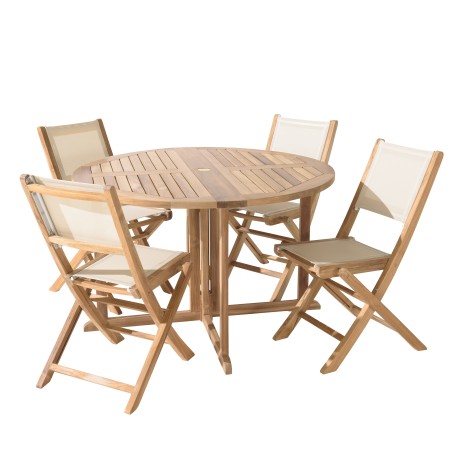 HARRIS - Lot No. 156 Teak and textilene garden furniture for 4/6 people