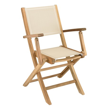 Teak and textilene garden furniture set for 10/12 people FUN