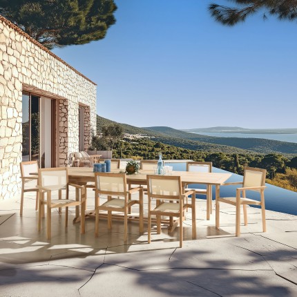 HARRIS - Lot No. 161 Teak and textilene garden furniture for 10/12 people
