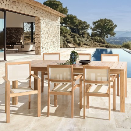 HARRIS - Lot No. 166 Teak and textilene garden furniture for 8/10 people