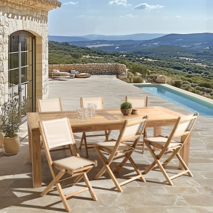 HARRIS - Lot No. 165 Teak and textilene garden furniture for 8/10 people