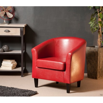 KATE - Fauteuil cabriolet NEW YORK rouge pieds noirs