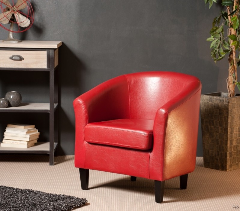 KATE - Fauteuil cabriolet NEW YORK rouge pieds noirs