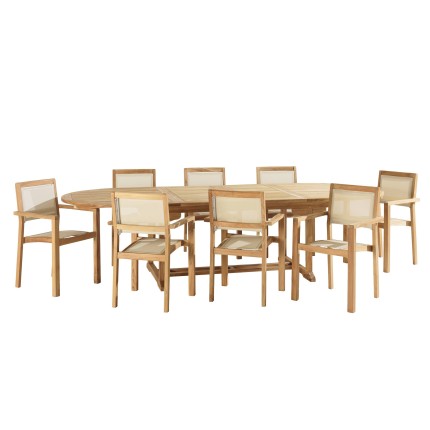 HARRIS - Lot No. 159 Teak and textilene garden furniture for 10/12 people