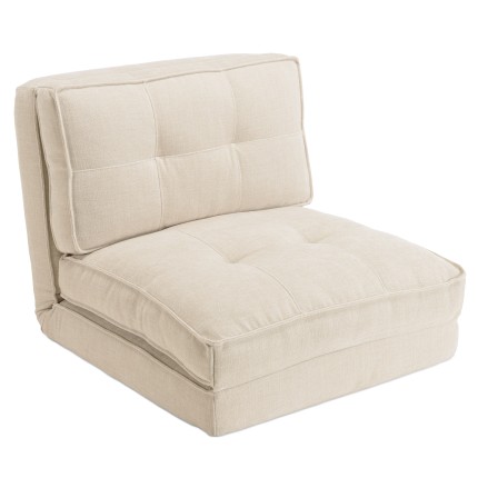 ANGELE - 1-seater convertible armchair in ecru fabric