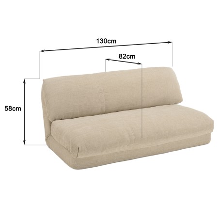 ANGELE - 2-seater convertible armchair in beige fabric