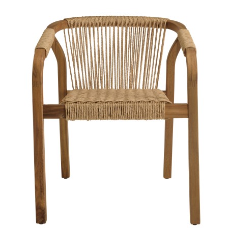 Set of 2 armchairs in oiled acacia and synthetic rope VICK