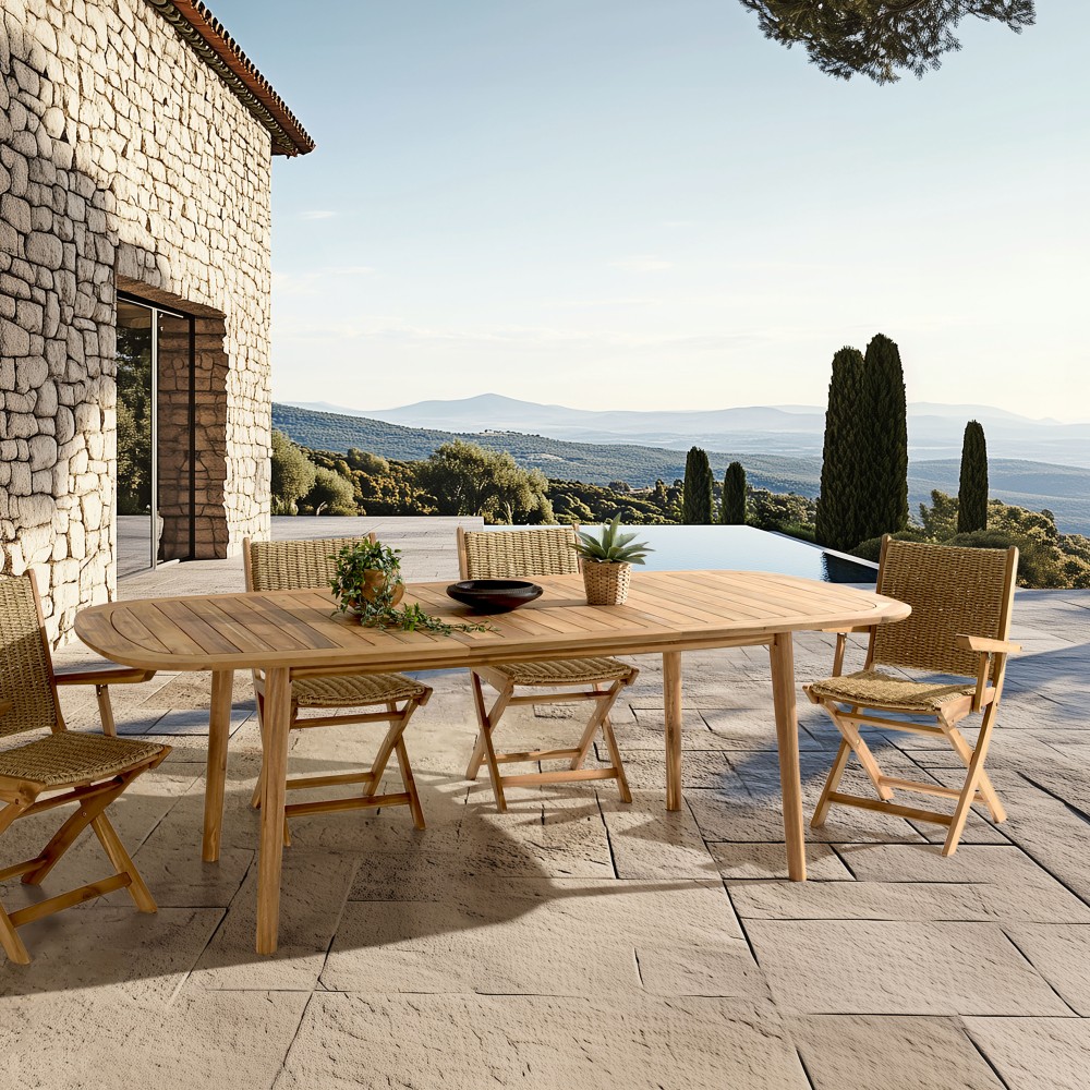 VICK - Extendable garden table in oiled acacia 180/240x110cm