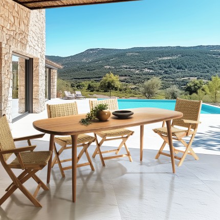 VICK - Garden table in oiled Angelica wood 200x90cm