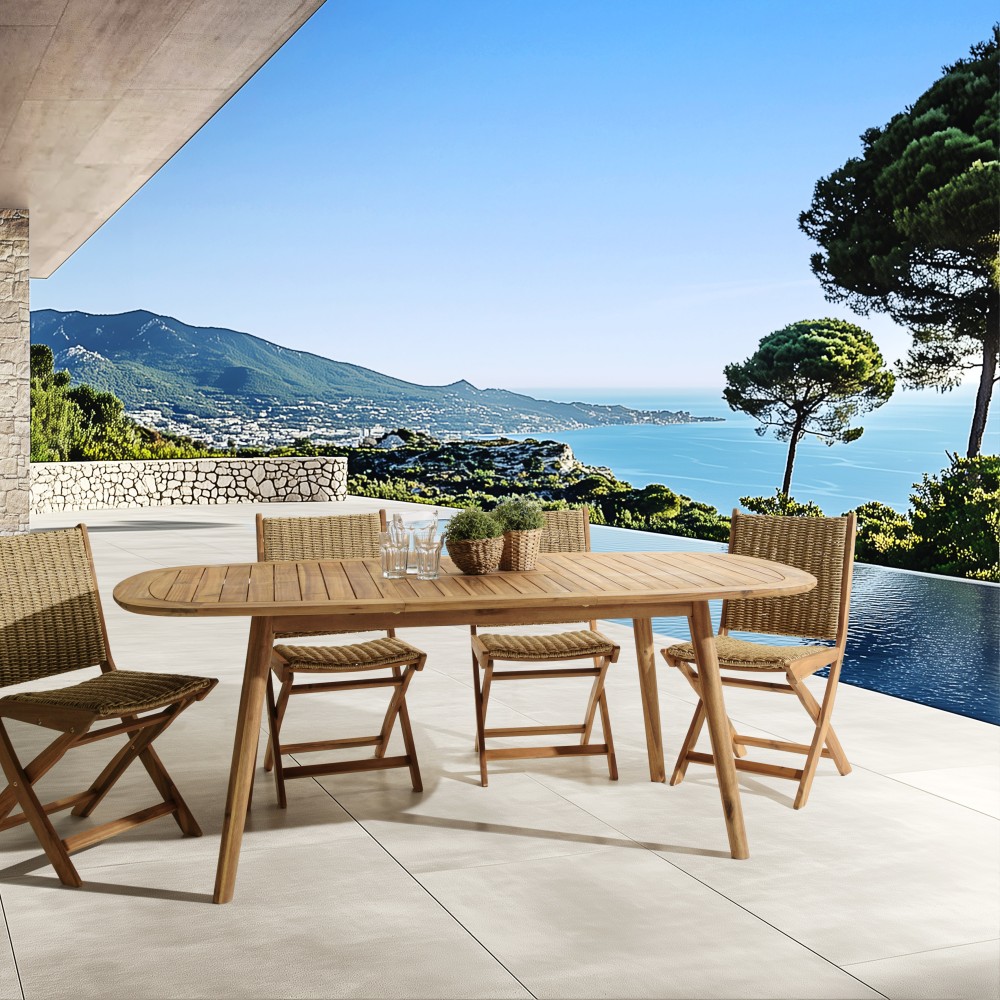 VICK - Table de jardin extensible en acacia huilé 150/200x100cm VICK - Table de jardin extensible en acacia huilé 150/200x100cm