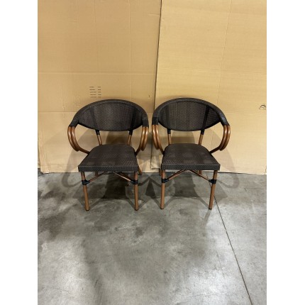 SECONDE MAIN -  Lot 2 chaises jardin bistrot VIANNEY marron