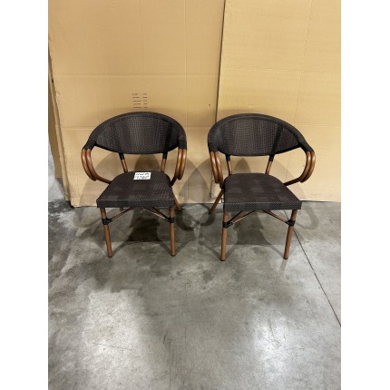 SECONDE MAIN -  Lot 2 chaises jardin bistrot VIANNEY marron