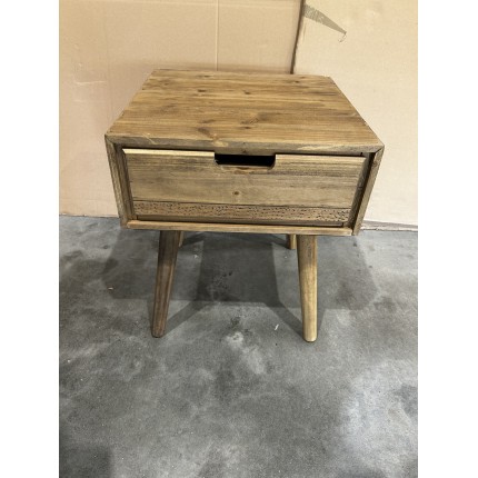 ANDY Brown Wood Scandi Bedside Table with 2 Drawers