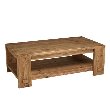 Rectangular coffee table 132x71cm recycled pine wood SANDY