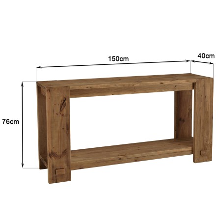 Console bois 150x40cm bois Pin recyclé SANDY