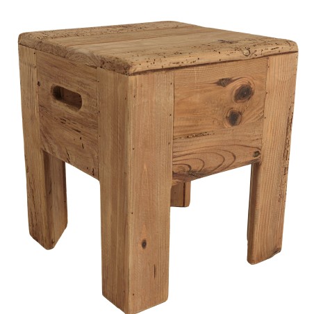 Tabouret carré 35x35cm bois Pin recyclé SANDY
