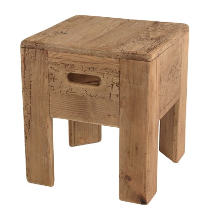 Tabouret carré 35x35cm bois Pin recyclé SANDY
