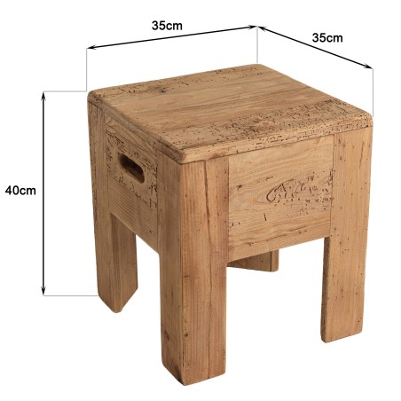 Square stool 35x35cm recycled pine wood SANDY