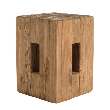 Square stool 30x30cm recycled pine wood SANDY