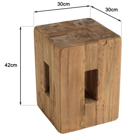 Tabouret carré 30x30cm bois Pin recyclé SANDY