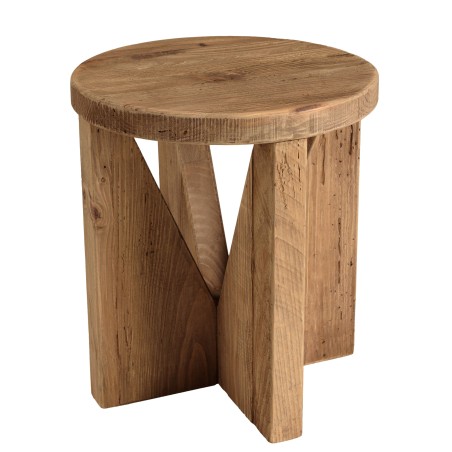 Tabouret rond 40x40cm bois Pin recyclé SANDY