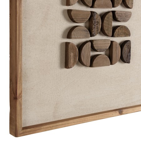 Wall decoration in recycled pine with geometric patterns, 62 x 62 cm