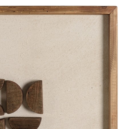 Wall decoration in recycled pine with geometric patterns, 62 x 62 cm