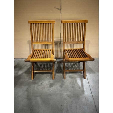 SECONDE MAIN - Lot de 2 chaises en teck huilé