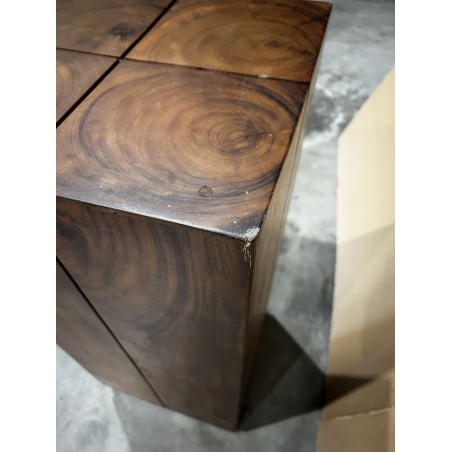 SECONDE MAIN - Table d'appoint carrée haute 38x38cm bois Suar