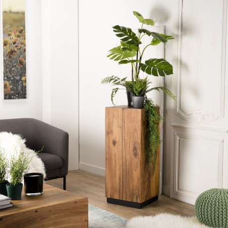 SECONDE MAIN - Table d'appoint carrée haute 38x38cm bois Suar