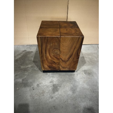 SAM Square Side Table 38x38cm Suar Wood with Black Base