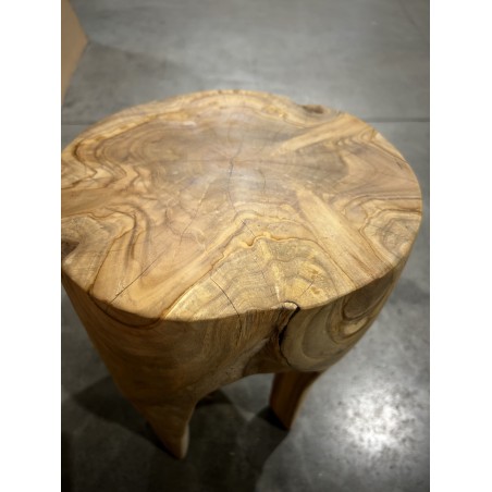 WALLY Round Stool - Teak Wood - 30 x 30 cm - Natural Brown