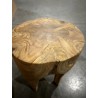 SECONDE MAIN - Tabouret rond en bois de teck naturel