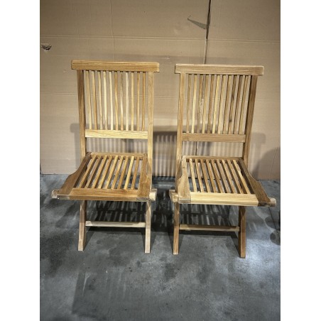 SECONDE MAIN - Ensemble de 2 chaises de jardin Java en bois Teck