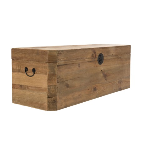 Coffre rangement marron bois Pin recyclé poignées métal noir | Collection Sandy