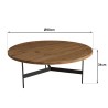 DANDY - Table basse ronde 90x90cm bois Pin recyclé et pieds métal noir