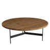 Round coffee table 90x90cm recycled pine wood and black metal legs - DANDY