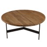 Table basse ronde 70x70cm bois Pin recyclé et pieds métal noir - DANDY
